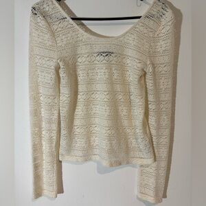 American Eagle Outfitters Women’s Medium Long Sleeve Scoop Neck Top Lace Looking
